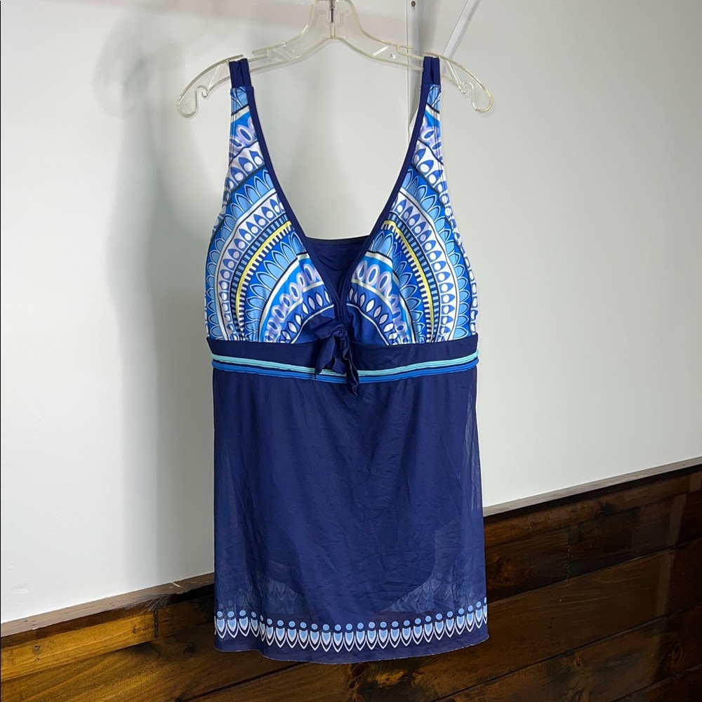 Amazon‎ NWOT Navy Blue Patterned Women's Swim Dress- 4XL